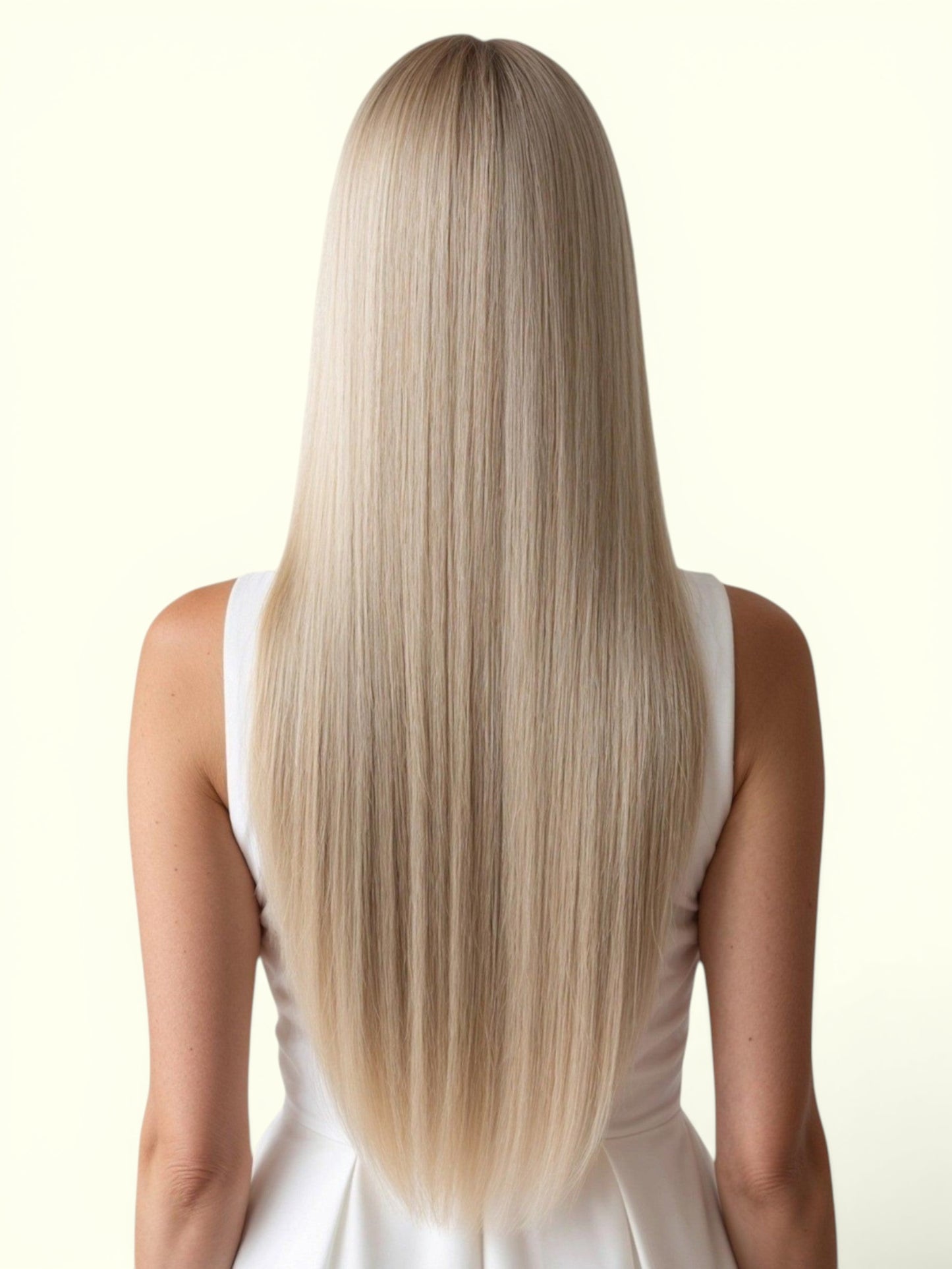 Light Ash Blonde #22 Hair Extensions On Model Result | Real Hair Co