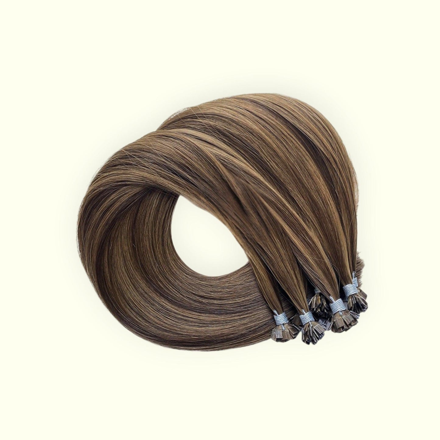 Hazelnut Bronde Piano P4/8 Keratin Flat Tip Hair Extensions | Real Hair Co