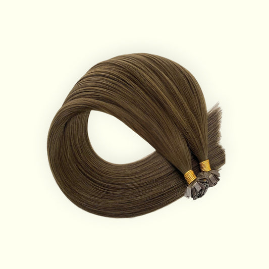 Medium Golden Blonde #7 Keratin Flat Tip Hair Extensions | Real Hair Co.