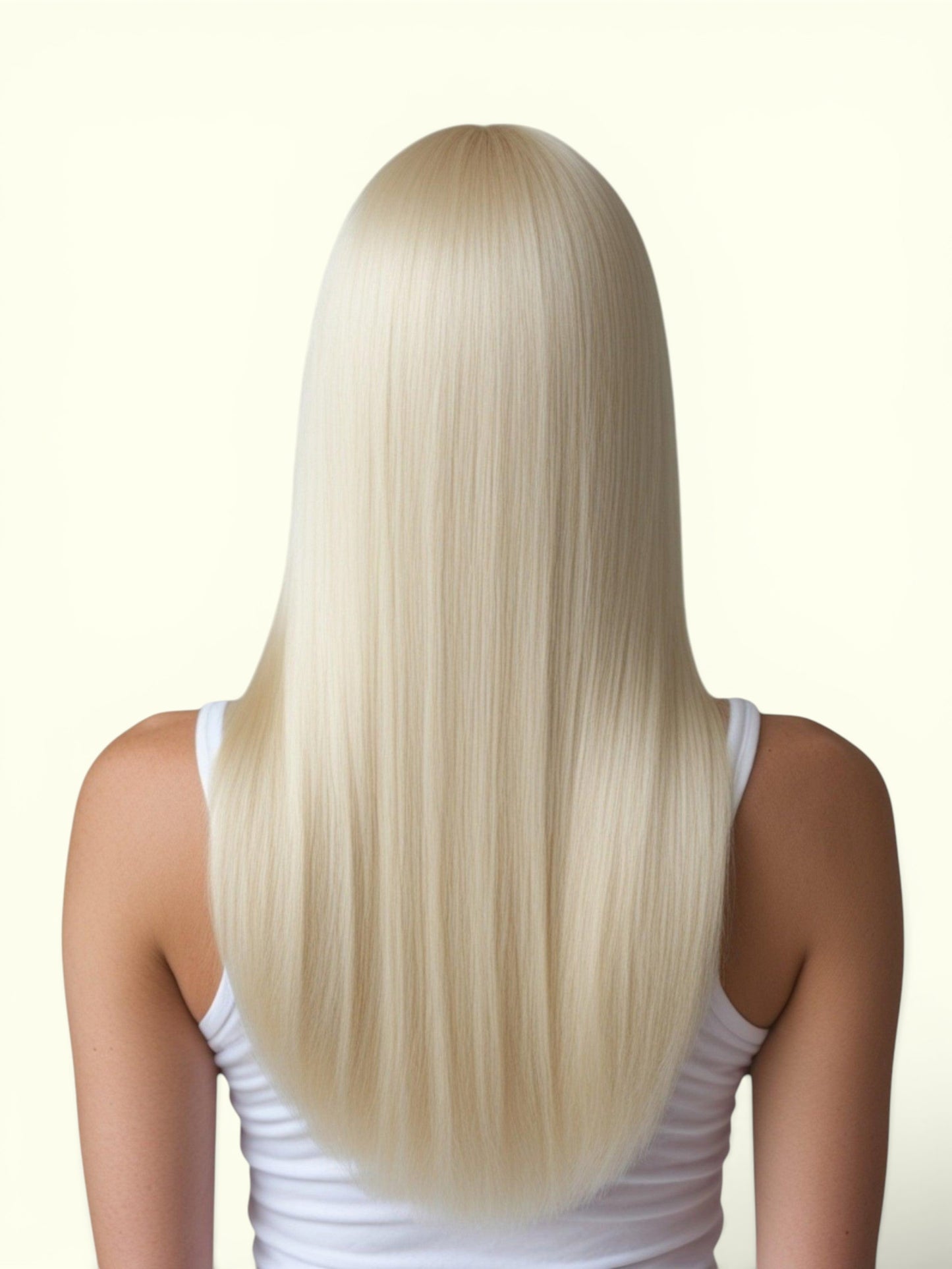 Cool Platinum Blonde #60A Hair Extensions On Model Result | Real Hair Co