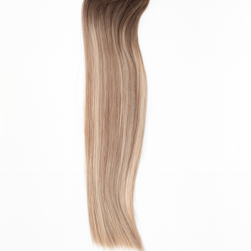 Mixed light brown / ice blonde Balayage - T7-7/ICE - High-Quality Nano Ring Hair Extensions | Real Hair Co