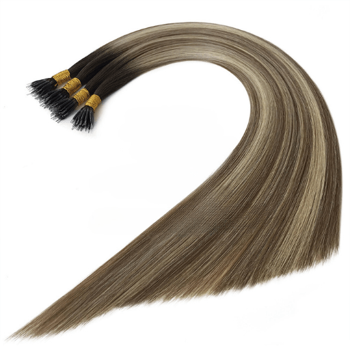 Balayage Dark Blonde Ash - T4-8/60 - High-Quality Nano Ring Hair Extensions | Real Hair Co.