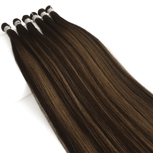 Balayage Brown Mixed Shades - T2-P2/6 - High-Quality Nano Ring Hair Extensions | Real Hair Co.