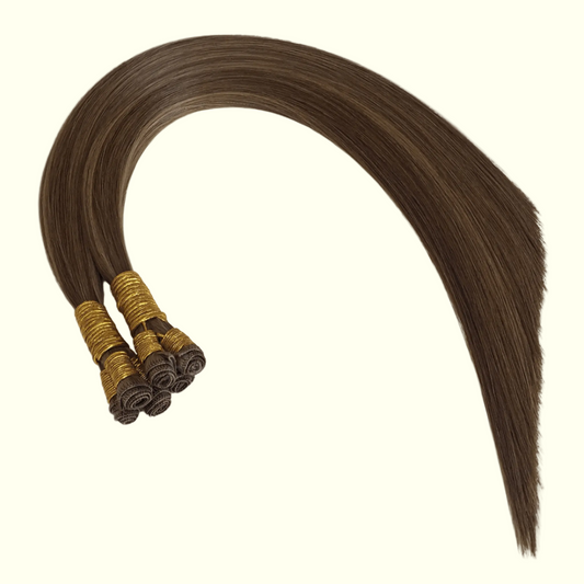 Light Mixed Brown #8/4 Hand Tied Weft Hair Extensions – Remy Human Hair | Real Hair Co