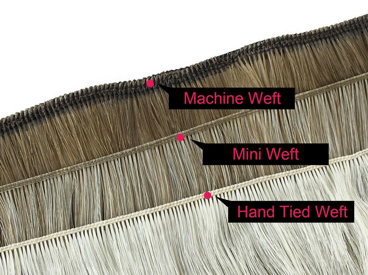 Hand Tied Weft Hair Extensions by Real Hair Co - Champagne Balayage Blonde T8-8/22 - 100% Remy Human Hair.