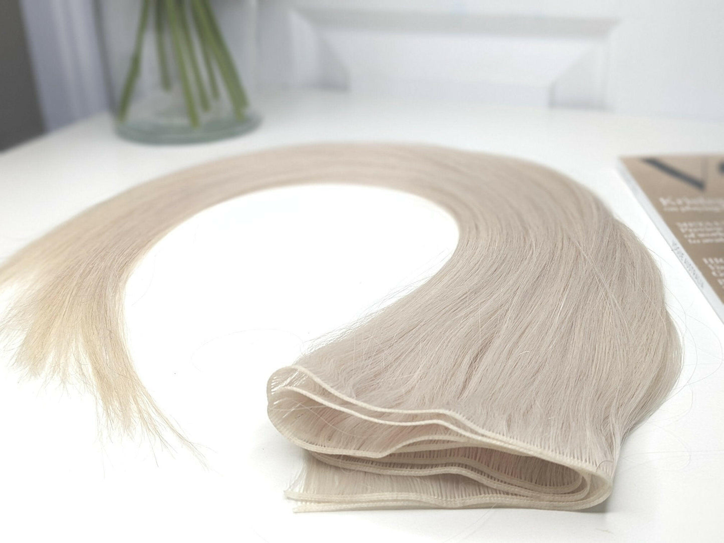 Hand Tied Weft Hair Extensions by Real Hair Co -Cool Platinum Mixed-Blonde #60/ICE - 100% Remy Human Hair.