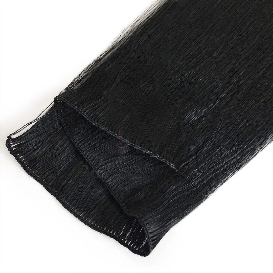 Hand Tied Weft Hair Extensions by Real Hair Co -Jet Black #1 - 100% Remy Human Hair.