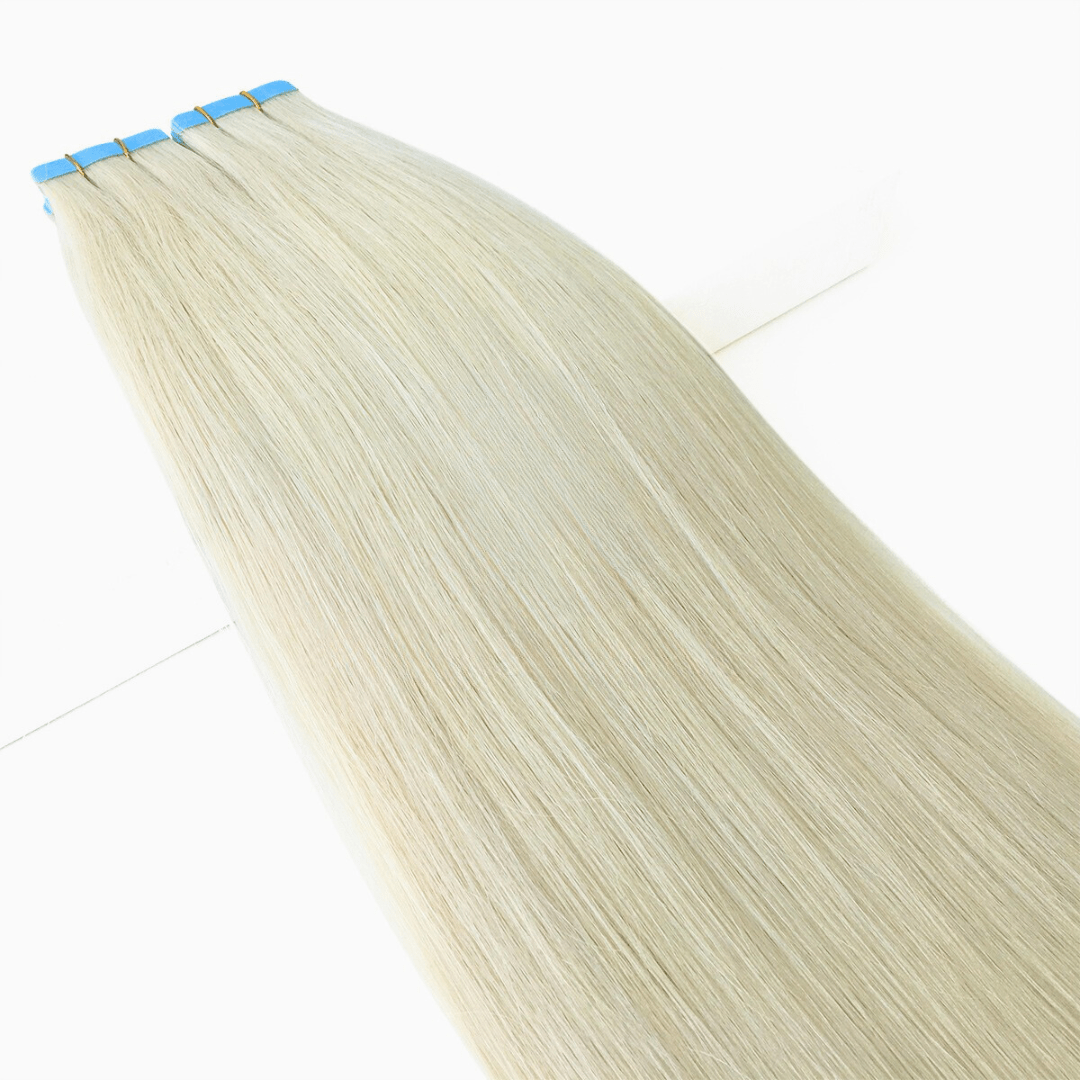 ICE and Platinum Blonde Mix #ICE/60 Premium Tape Hair Extensions – Ready to Ship | Real Hair Co.