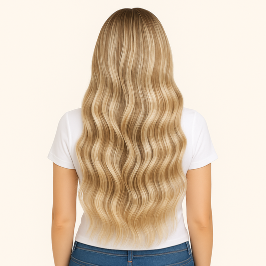 Hand Tied Weft Hair Extensions by Real Hair Co - Champagne Balayage Blonde T8-8/22 - 100% Remy Human Hair