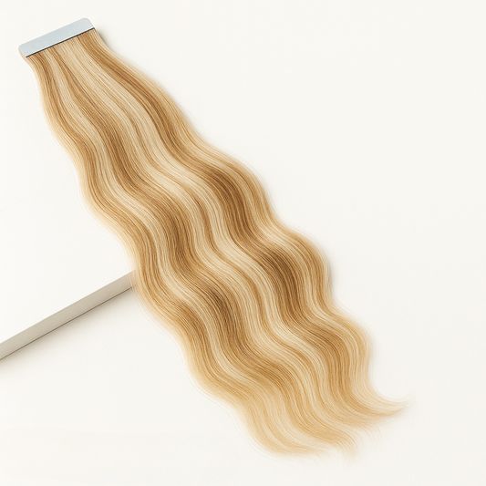 Cookie Blonde Piano 14/22 Ultra-Thin Mini Weft Hair Extensions | Real Hair Co