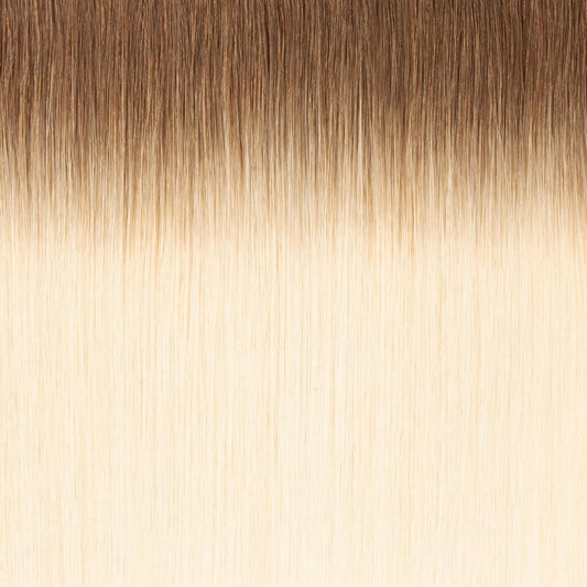 Ombre Brown to Platinum Blonde - T4/60 - High-Quality Nano Ring Hair Extensions | Real Hair Co.