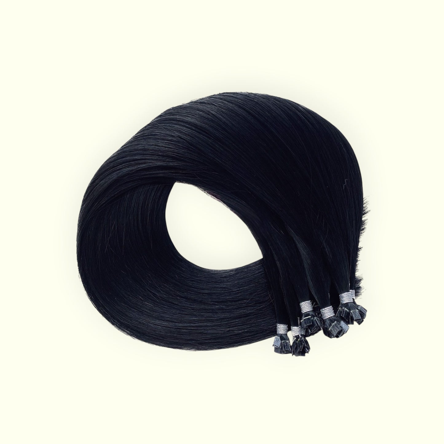 Jet Black #1 Keratin Flat Tip Hair Extensions | Real Hair Co