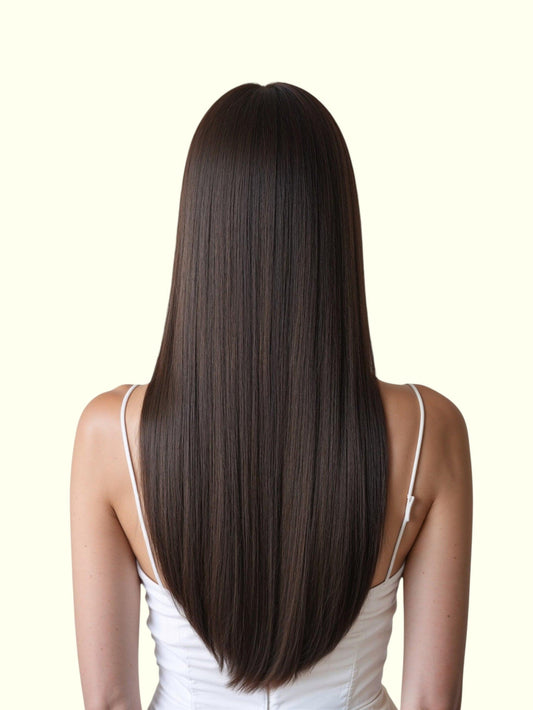 Dark Ash Brown #7 Hair Extensions On Model Result | Real Hair Co