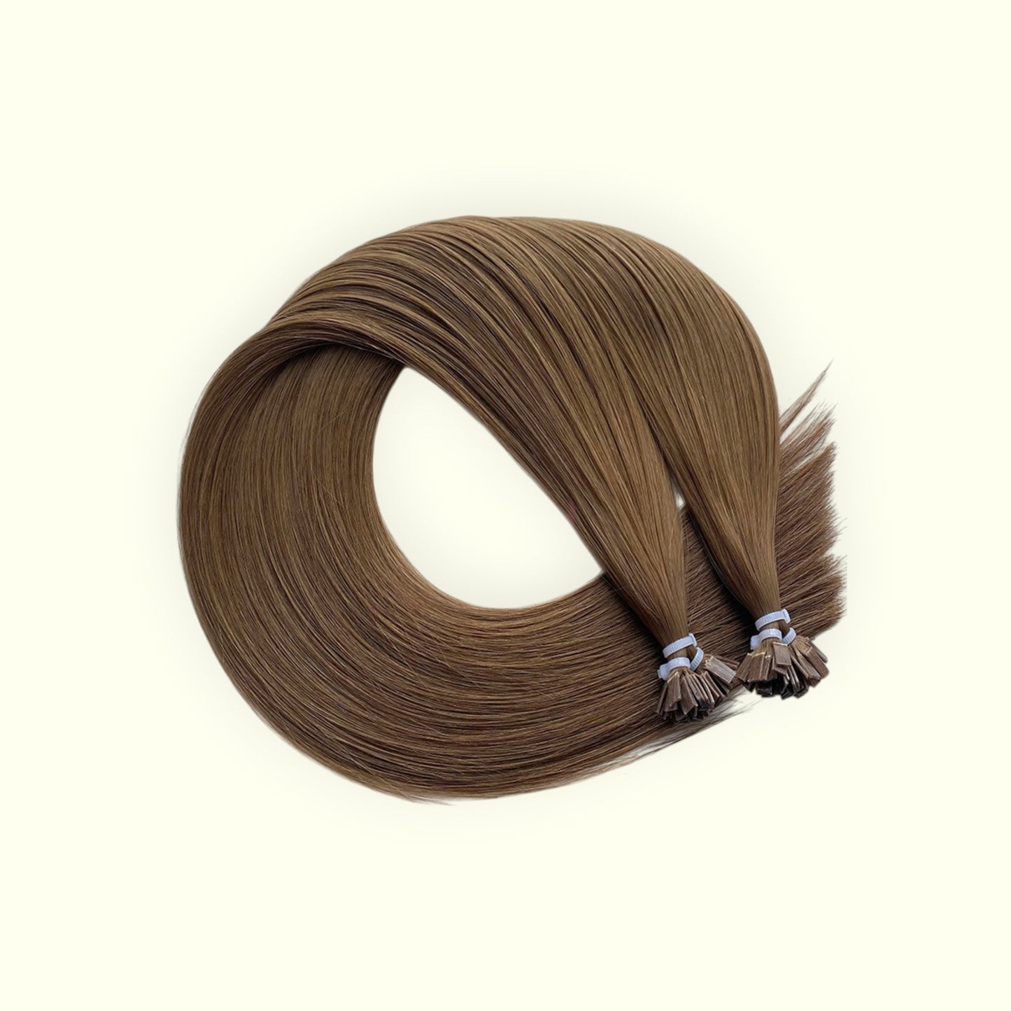 Light Chestnut Brown #8 Keratin Flat Tip Hair Extensions | Real Hair Co