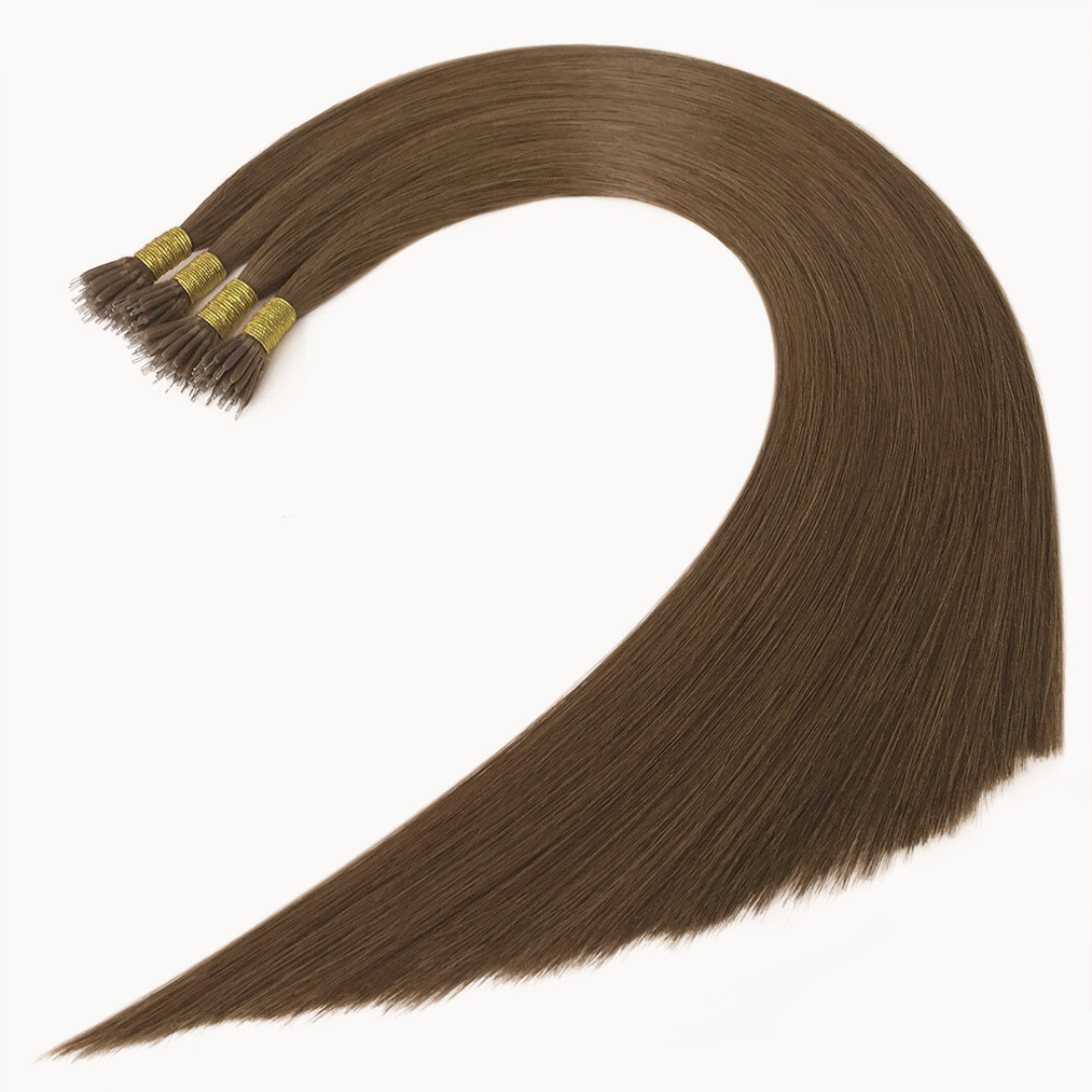 Chestnut Brown #6 High-Quality Nano Ring Hair Extensions | Real Hair Co