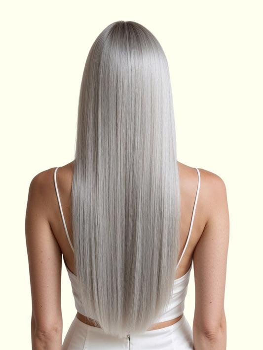 Grey Hair Extensions On Model Result | Real Hair Co