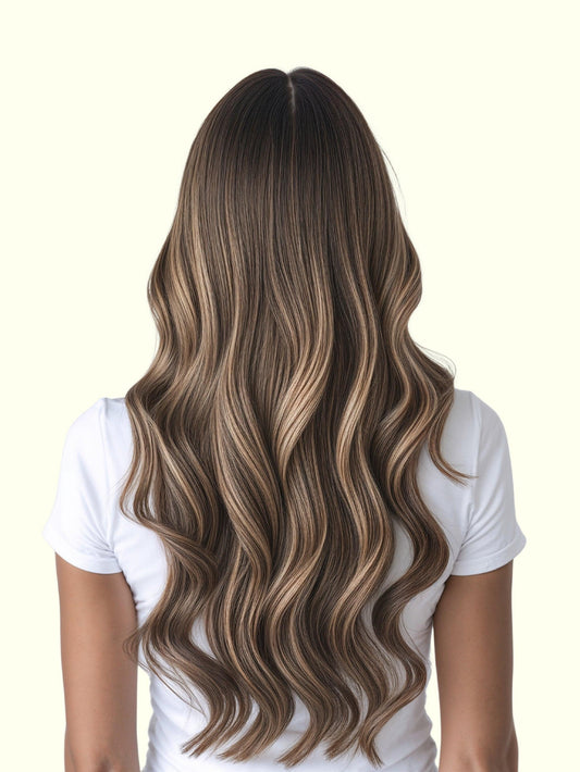 Hazelnut Bronde Piano P4/8 Nano Ring Hair Extensions | Real Hair Co.