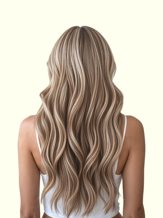 Ash Bronde Piano P8/60 Hair Extensions On Model Result | Real Hair Co