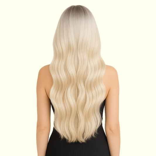 T18-60 Pearl Root to Platinum Tape-In Extensions – Remy Human Hair – Same Day Shipping