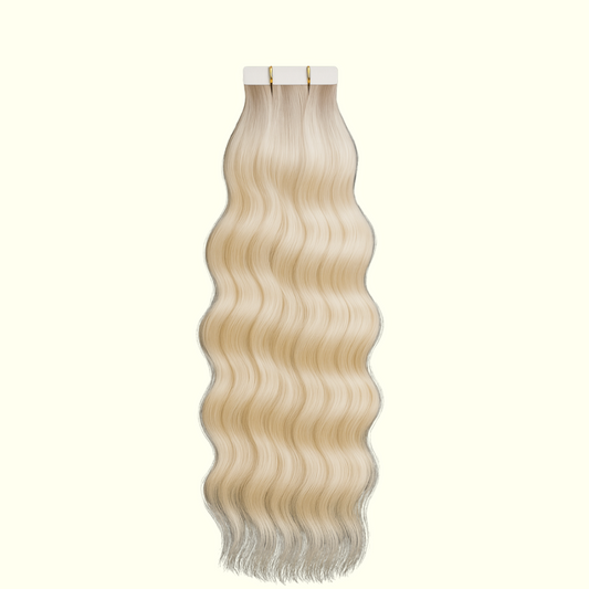 T18-60 Pearl Root to Platinum Tape-In Extensions – Remy Human Hair – Same Day Shipping