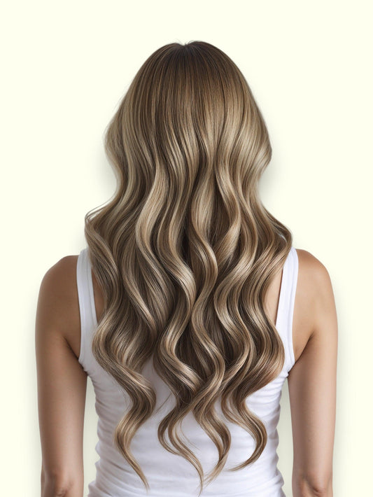 Cool Toffee Balayage T5-P5/60A Nano Ring Hair Extensions | Real Hair Co