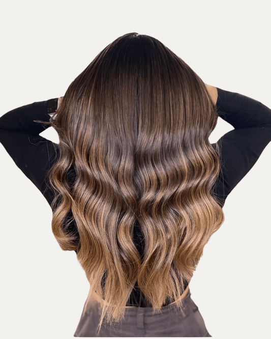 Hand Tied Weft Hair Extensions by Real Hair Co -Balayage Bronde T2-27/4 - 100% Remy Human Hair.