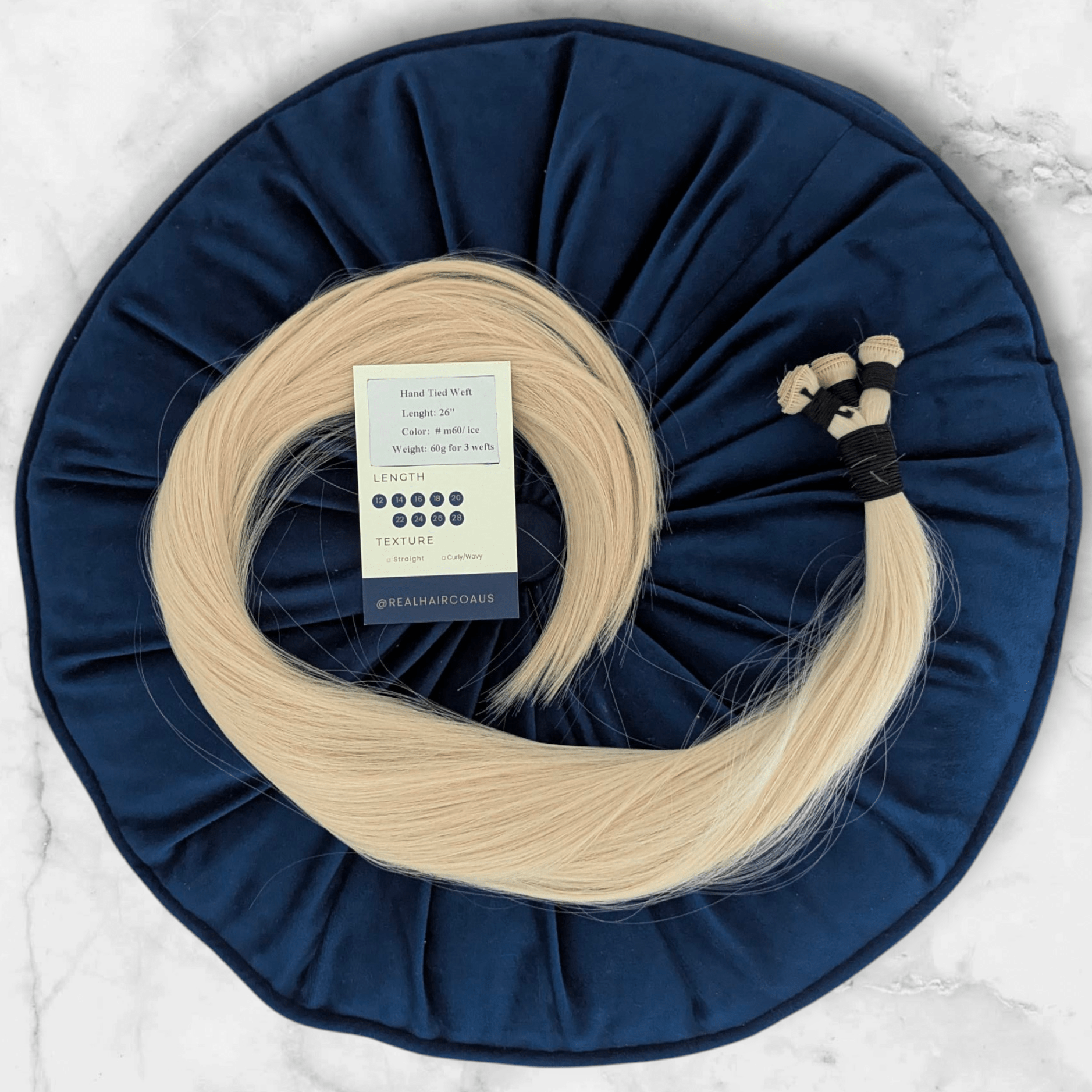 Hand Tied Weft Hair Extensions by Real Hair Co -Cool Platinum Mixed-Blonde #60/ICE - 100% Remy Human Hair.