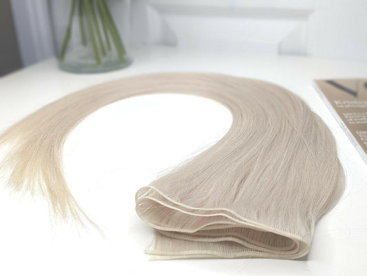 Hand Tied Weft Hair Extensions by Real Hair Co -Cool Platinum Mixed-Blonde #60/ICE - 100% Remy Human Hair.