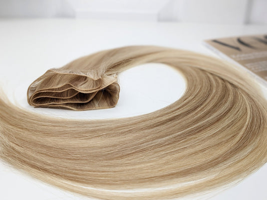 Hand Tied Weft Hair Extensions by Real Hair Co - Sun Kissed Piano Blonde #18/60 - 100% Remy Human Hair.
