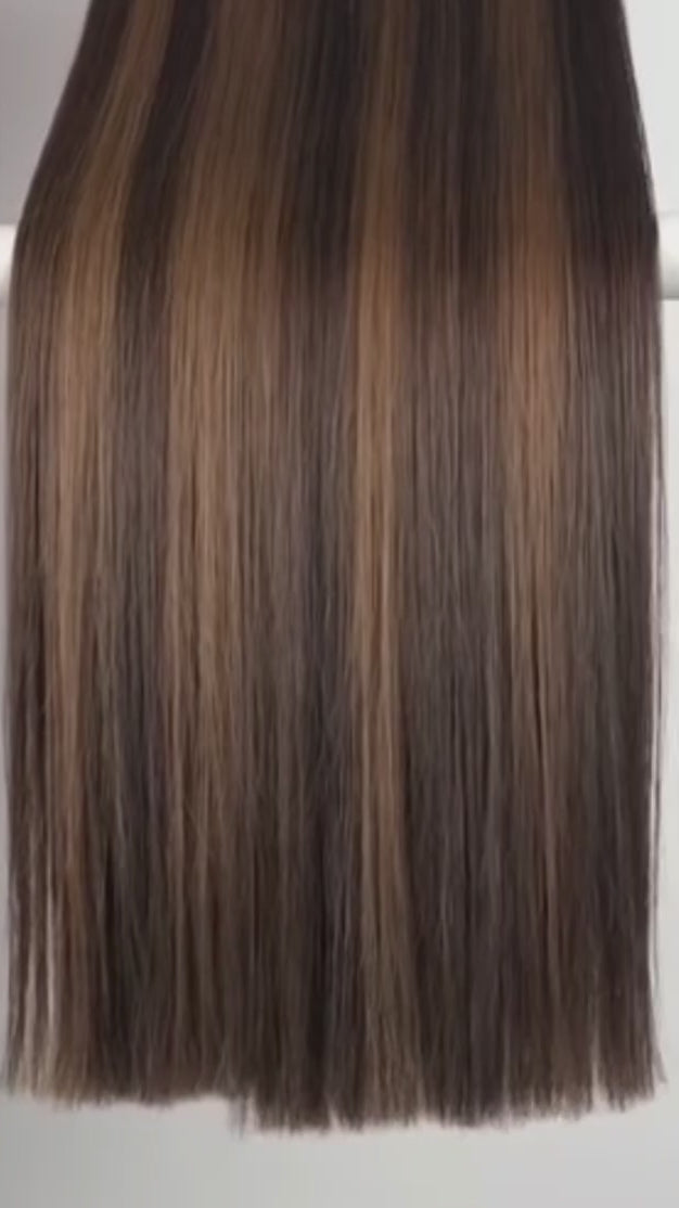 Dark Brown Foiled #2/4 - Ultra-Thin Mini Weft Hair Extensions | Real Hair Co.