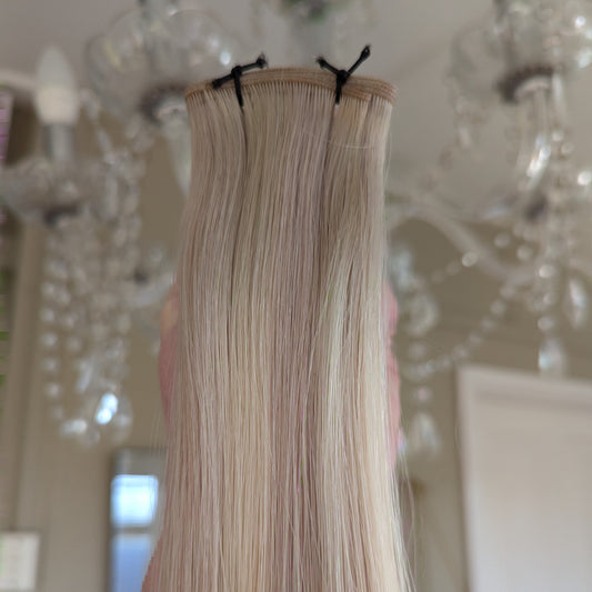 Balayage Lightest Ash Blonde  - T19-19/60 - Ultra-Thin Mini Weft Hair Extensions | Real Hair Co.
