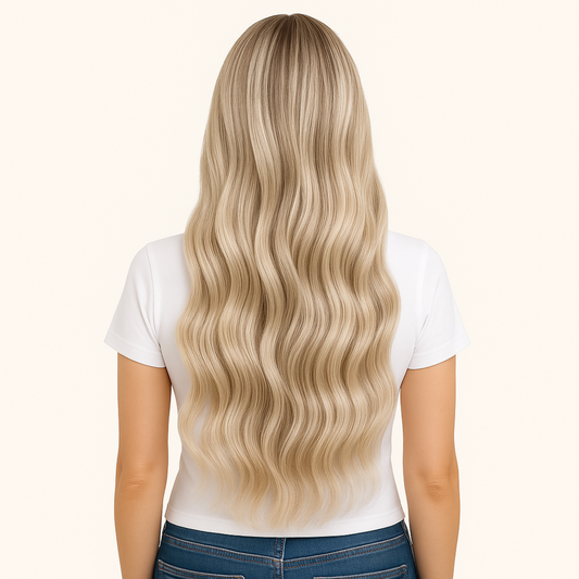Hand Tied Weft Hair Extensions by Real Hair Co - Sun Kissed Blonde #T4-18/60 - 100% Remy Human Hair