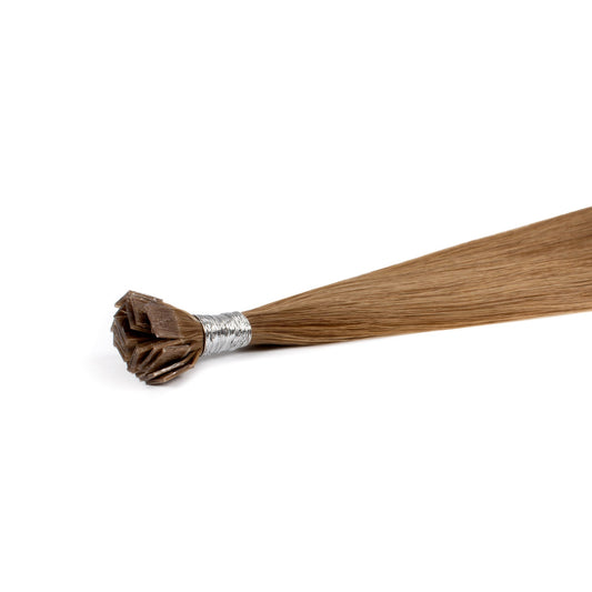 Medium Golden Brown #8  keratin flat tip Hair Extension - REAL HAIR CO